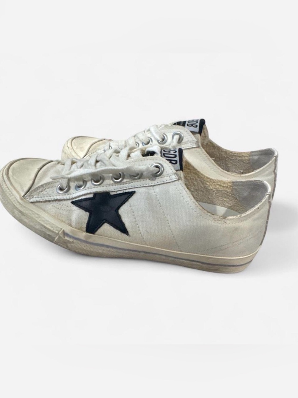 Golden Goose White Sneakers with Black Star Accent